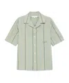 Maison Kitsuné Striped Short Sleeved Resort Shirt In Green