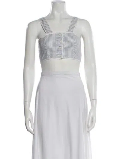 Pre-owned Maison Kitsuné Striped Square Neckline Crop Top In White