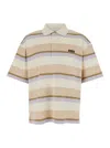 Maison Kitsuné Multicolor Oversize Polo Shirt With Logo Patch On The Front And All-over Striped Motif In Multi