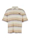Maison Kitsuné Multicolor Oversize Polo Shirt With Logo Patch On The Front And All-over Striped Motif In Multi