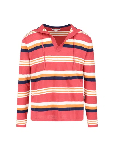 Maison Kitsuné Striped Hooded Jumper In Red