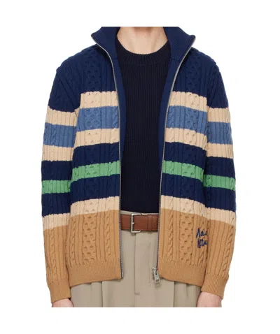 MAISON KITSUNÉ MAISON KITSUNÉ STRIPED ZIPPED JUMPER