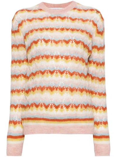 Maison Kitsuné Stripped Lace Jumper In Neutrals