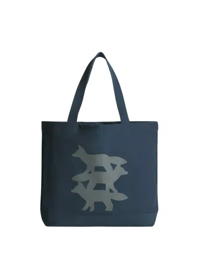 Maison Kitsuné Stunt Foxe Tote In Blue