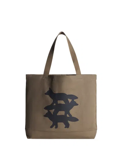 Maison Kitsuné Stunt Foxe Tote In Brown