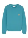 Maison Kitsuné Cotton Sweatshirt With Iconic Embroidered Logo On The Front In Blue
