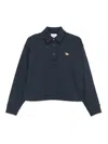 Maison Kitsuné Navy Polo-style Sweatshirt With Logo Patch In Blue