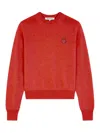 Maison Kitsuné Crew-neck Sweater Fox Patch In Red