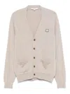 Maison Kitsuné Bold Fox Head Patch Cardigan In Beige