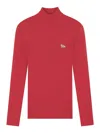 Maison Kitsuné Baby Fox Patch High Neck Jumper In Red