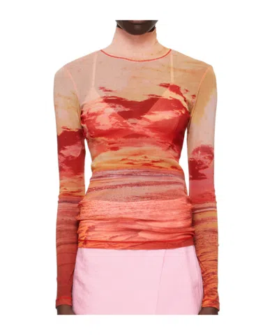 Maison Kitsuné Orange Sunset Landscape Turtleneck In O822 Sunset Orange