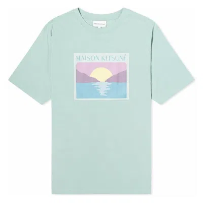 Maison Kitsuné Maison Kitsune Sunset Postcard Crew Neck T-shirt In Green