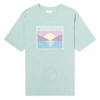 Maison Kitsuné Maison Kitsune Sunset Postcard Crew Neck T-shirt In Blue