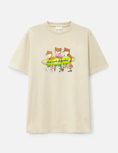 Maison Kitsuné Surfing Foxes Comfort T-shirt In Ivory