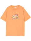 Maison Kitsuné Orange Surfing Foxes T-shirt In Orange
