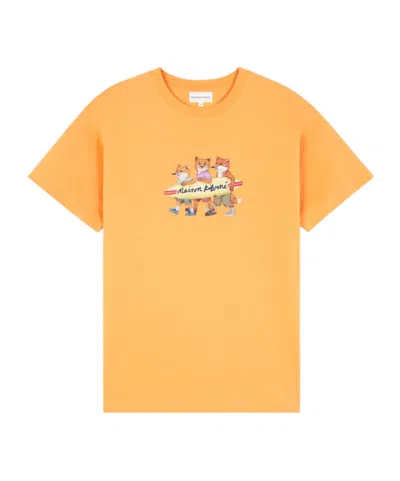 Maison Kitsuné Surfing Foxes Cotton T-shirt In Orange