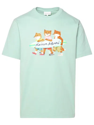 MAISON KITSUNÉ MAISON KITSUNÉ PASTEL TURQUOISE COTTON T-SHIRT