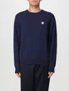 Maison Kitsuné Crew-neck Wool Sweater In Blue