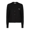 Maison Kitsuné Classic Wool Cardigan With Round Neckline And Embroidered Detail In Black