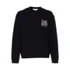 Maison Kitsuné Crew Neck Sweater With Large Fox Embroidery Black In Black