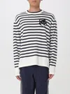 Maison Kitsuné Maison Kitsune' Fox Head Striped Cotton Sweater In Blue 1