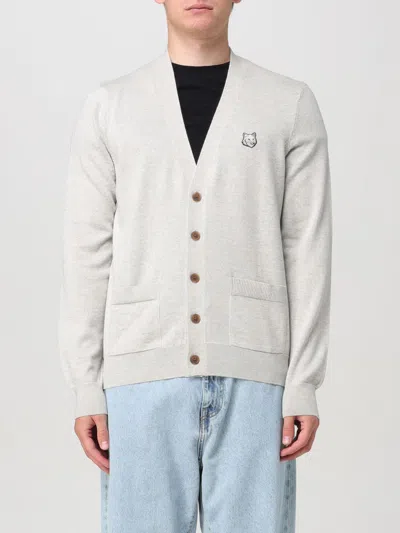 Maison Kitsuné Bold Fox Head Grey Wool Cardigan