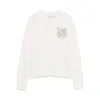 Maison Kitsuné Fox Head Wool Crewneck Jumper In Neutral