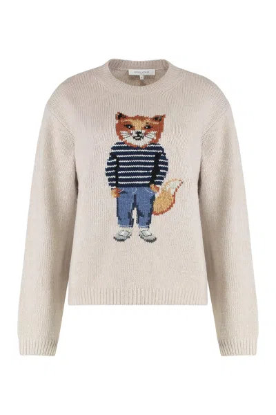 MAISON KITSUNÉ SWEATER WITH ROUND NECKLINE IN WOOL