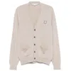 Maison Kitsuné Bold Fox Head Patch Cardigan In Beige