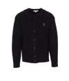 Maison Kitsuné Fox Head Wool Ribbed Cardigan Clothing In Black