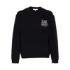 Maison Kitsuné Crew Neck Sweater With Large Fox Embroidery Black In Black