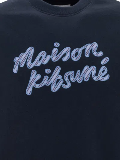 Maison Kitsuné Navy Handwriting Striped Comfort Sweatshirt In Blue