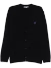 Maison Kitsuné Fox Head Patch Cardigan With Ribbed Cuffs In Blue