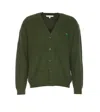 Maison Kitsuné Bold Fox Head Patch Knitted Cardigan In Green