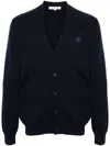 Maison Kitsuné Bold Fox Head Wool Cardigan In Ink Blue