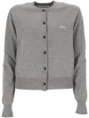 Maison Kitsuné Grey Cardigan With Baby Fox Patch Knitwear Grey In Medium Grey Melange