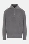 Maison Kitsuné Gray Bold Fox Head Patch Half Zip Ribbed Sweater In Medium Grey Melange