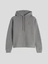 Maison Kitsuné Relaxed Grey Hoodie With Embroidered Fox Emblem In Mediumgreymelange