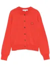 Maison Kitsuné Red Bold Fox Head Patch Cardigan In P653 Autumn Red