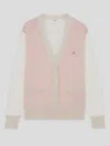 Maison Kitsuné Embroidered Logo Cardigans In Pasturerose