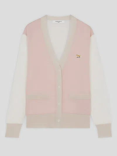 Maison Kitsuné Fox Cardigan In Pink