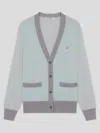 Maison Kitsuné Baby Fox Patch Color Block Cardigan In Peppermint