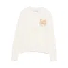 Maison Kitsuné Fox Head Wool Crewneck Jumper In White