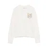 Maison Kitsuné Fox Head Wool Crewneck Jumper In White