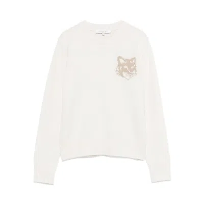 MAISON KITSUNÉ SWEATERS WHITE