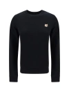 Maison Kitsuné Fox Head Patch Crewneck Sweatshirt In Black