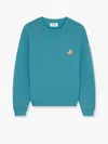 Maison Kitsuné Cotton Sweatshirt With Iconic Embroidered Logo On The Front In Blue