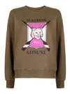 Maison Kitsuné "college Fox" Crew Neck Sweatshirt In Green
