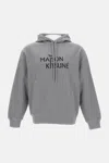 Maison Kitsuné Oversized Grey Cotton Hoodie With Adjustable Hood In Multi
