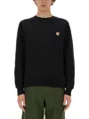 Maison Kitsuné Ribbed Crew Neck Sweater With Long Sleeves In Black